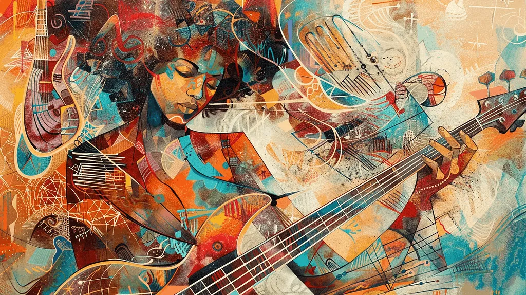 Collage of women bass players including Carol Kaye, Tina Weymouth, Meshell Ndegeocello, and others.