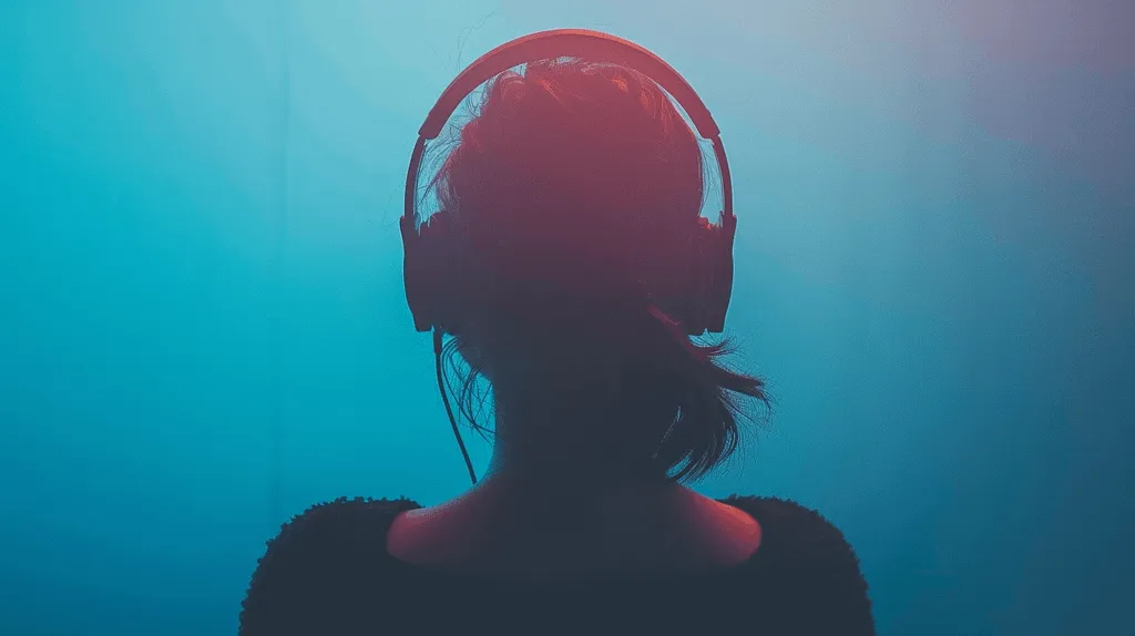 Abstract illustration of a musician with flowing, colourful energy radiating outward.